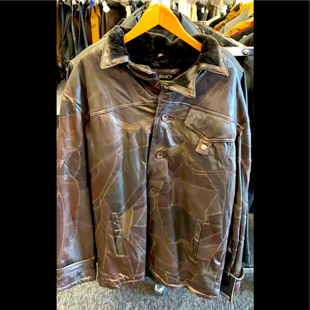 Leather jacket with fur lining for men
